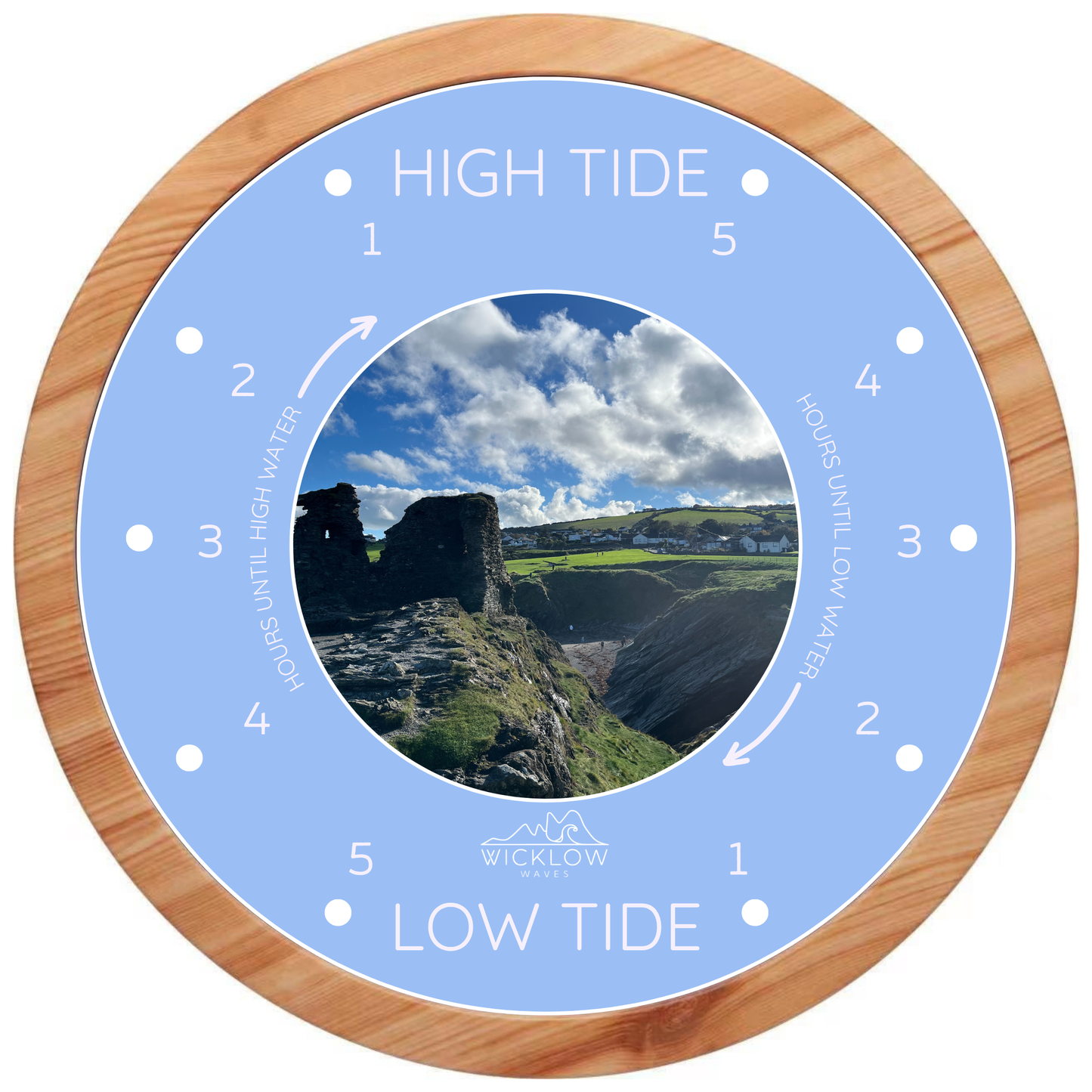Tide Clock – Azure Blue with Black Castle