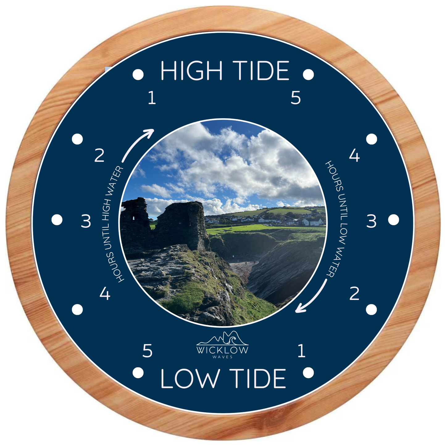 Tide Clock – Prussian Blue with Black Castle