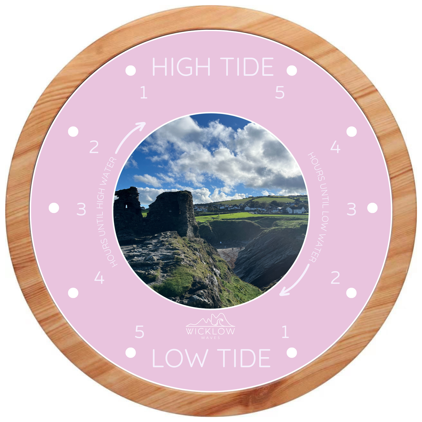 Tide Clock – Pink Champagne with Black Castle