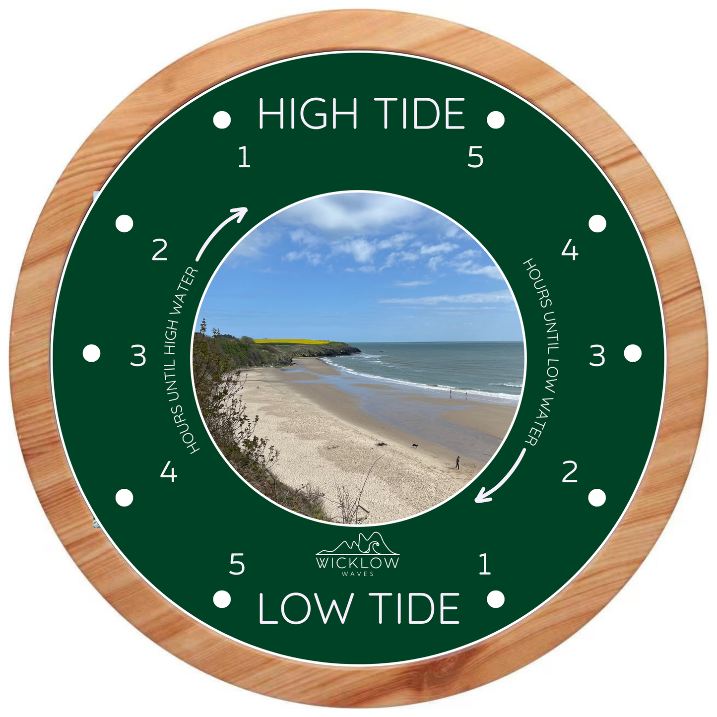 Tide Clock – Racing Green with Maghermore Beach